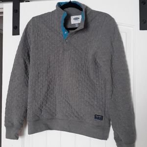 Quilted old nay pullover snap sweatshirt